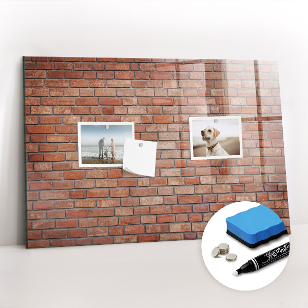 Glazen magneetbord met decoratieve print Bakstenen muur