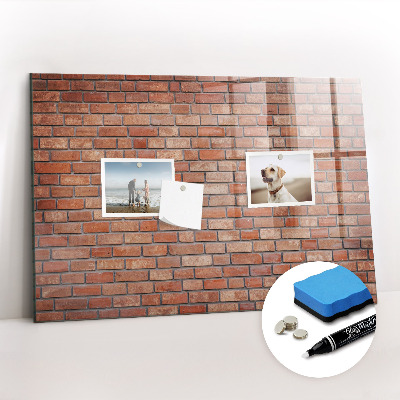 Glazen magneetbord met decoratieve print Bakstenen muur