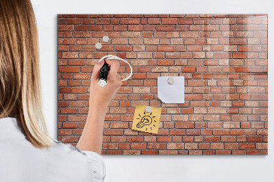 Glazen magneetbord met decoratieve print Bakstenen muur