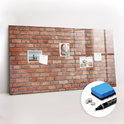 Glazen magneetbord met decoratieve print Bakstenen muur