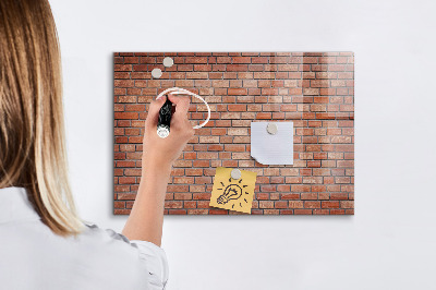 Glazen magneetbord met decoratieve print Bakstenen muur