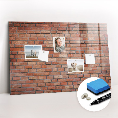 Glazen magneetbord met decoratieve print Bakstenen muur