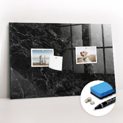 Glazen magneetbord met decoratieve print Donker marmer