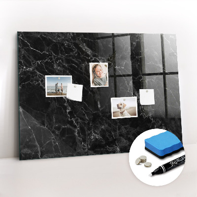Glazen magneetbord met decoratieve print Donker marmer