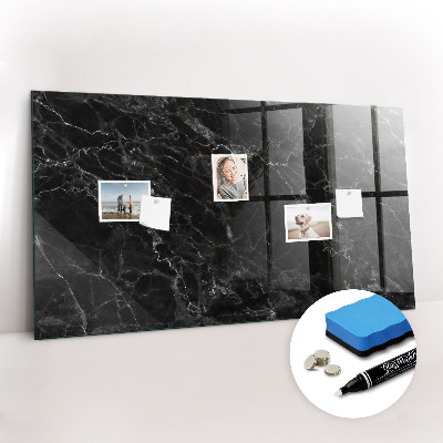 Glazen magneetbord met decoratieve print Donker marmer