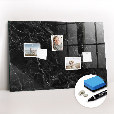 Glazen magneetbord met decoratieve print Donker marmer