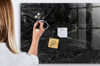 Beschrijfbaar magneetbord van glas met design Zwart marmer