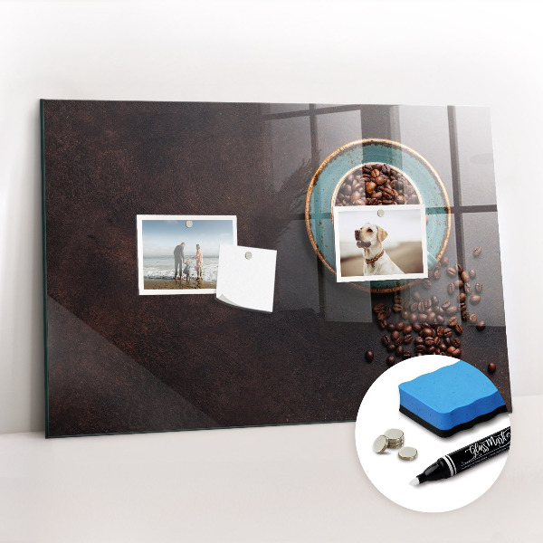 Glazen magneetbord met decoratieve print Een kopje koffie