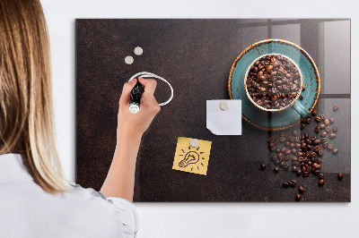 Glazen magneetbord met decoratieve print Een kopje koffie