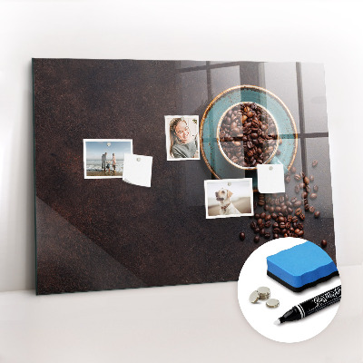 Glazen magneetbord met decoratieve print Een kopje koffie