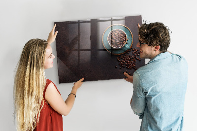 Glazen magneetbord met decoratieve print Een kopje koffie