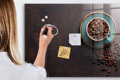 Glazen magneetbord met decoratieve print Een kopje koffie