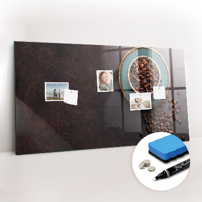 Glazen magneetbord met decoratieve print Een kopje koffie