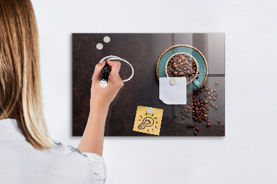 Glazen magneetbord met decoratieve print Een kopje koffie