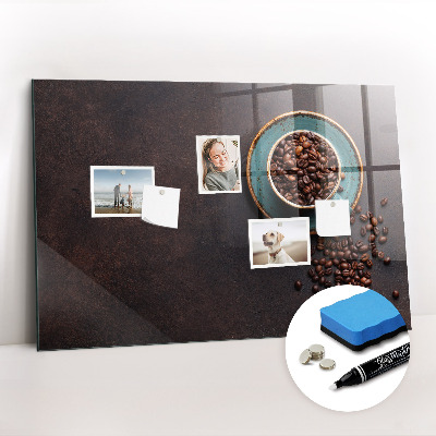 Glazen magneetbord met decoratieve print Een kopje koffie