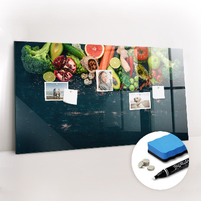Glazen magneetbord met decoratieve print Groenten op tafel