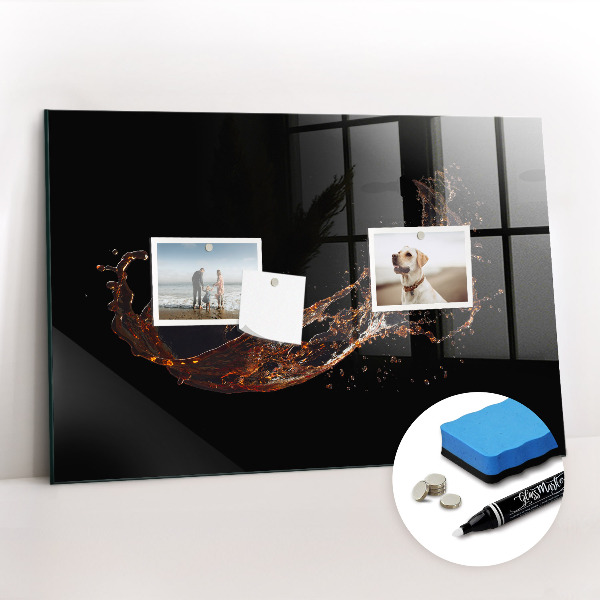 Beschrijfbaar magneetbord van glas met design Gemorste drank