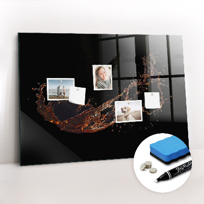 Beschrijfbaar magneetbord van glas met design Gemorste drank