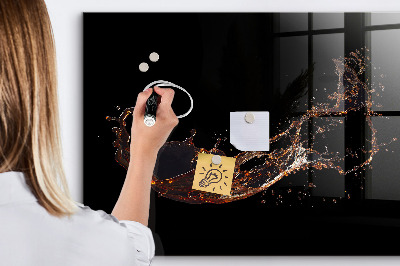 Beschrijfbaar magneetbord van glas met design Gemorste drank
