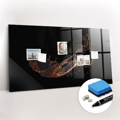 Beschrijfbaar magneetbord van glas met design Gemorste drank