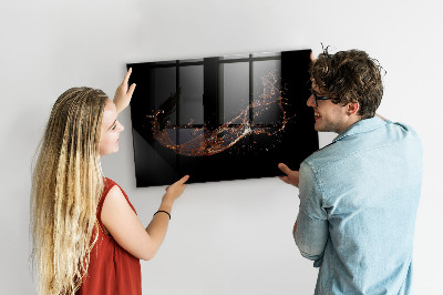 Beschrijfbaar magneetbord van glas met design Gemorste drank