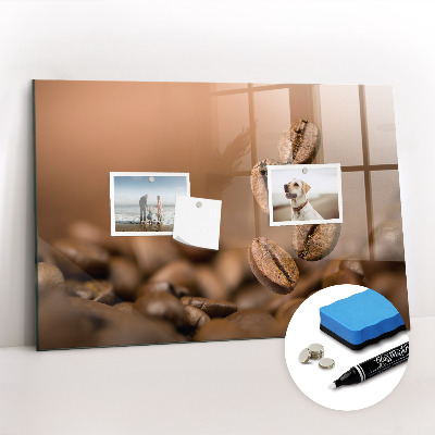 Glazen magneetbord met decoratieve print Koffiebonen