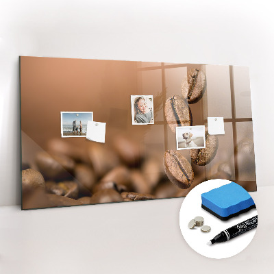 Glazen magneetbord met decoratieve print Koffiebonen