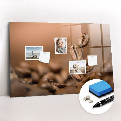 Glazen magneetbord met decoratieve print Koffiebonen
