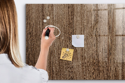 Beschrijfbaar magneetbord van glas met design Donker hout