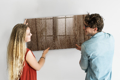 Beschrijfbaar magneetbord van glas met design Donker hout