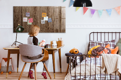 Beschrijfbaar magneetbord van glas met design Donker hout