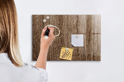 Beschrijfbaar magneetbord van glas met design Donker hout