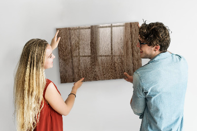 Beschrijfbaar magneetbord van glas met design Donker hout