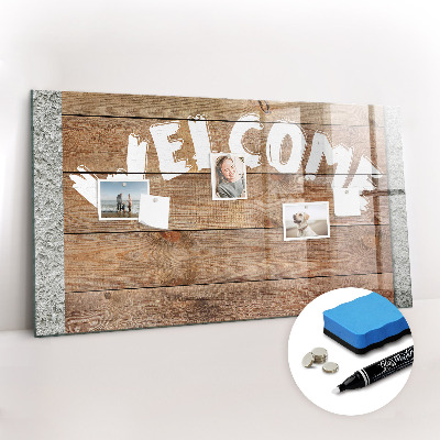 Beschrijfbaar magneetbord van glas met design Welkomstbord