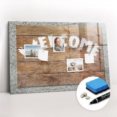 Beschrijfbaar magneetbord van glas met design Welkomstbord