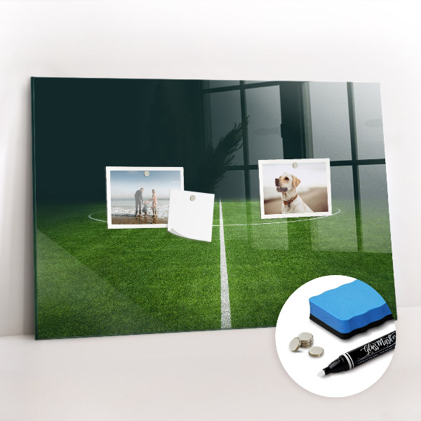 Glazen magneetbord met decoratieve print Voetbalveld