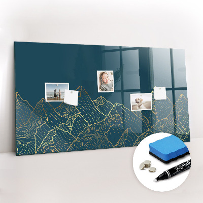 Beschrijfbaar magneetbord van glas met design Schets van de bergen