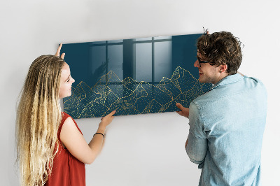 Beschrijfbaar magneetbord van glas met design Schets van de bergen