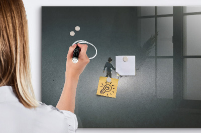 Beschrijfbaar magneetbord van glas met design Wanderer in het donker