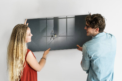 Beschrijfbaar magneetbord van glas met design Wanderer in het donker