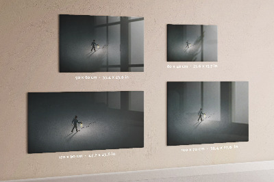 Beschrijfbaar magneetbord van glas met design Wanderer in het donker