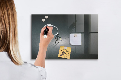 Beschrijfbaar magneetbord van glas met design Wanderer in het donker