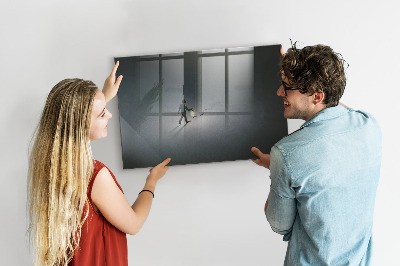 Beschrijfbaar magneetbord van glas met design Wanderer in het donker