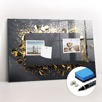 Beschrijfbaar magneetbord van glas met design Gouden confetti