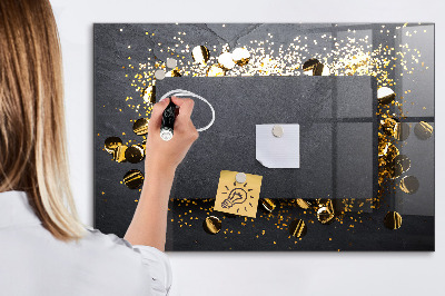 Beschrijfbaar magneetbord van glas met design Gouden confetti
