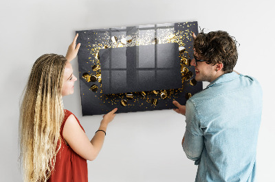 Beschrijfbaar magneetbord van glas met design Gouden confetti