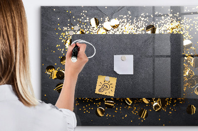 Beschrijfbaar magneetbord van glas met design Gouden confetti