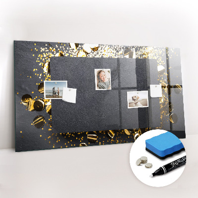 Beschrijfbaar magneetbord van glas met design Gouden confetti