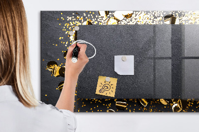 Beschrijfbaar magneetbord van glas met design Gouden confetti