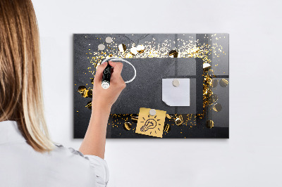 Beschrijfbaar magneetbord van glas met design Gouden confetti